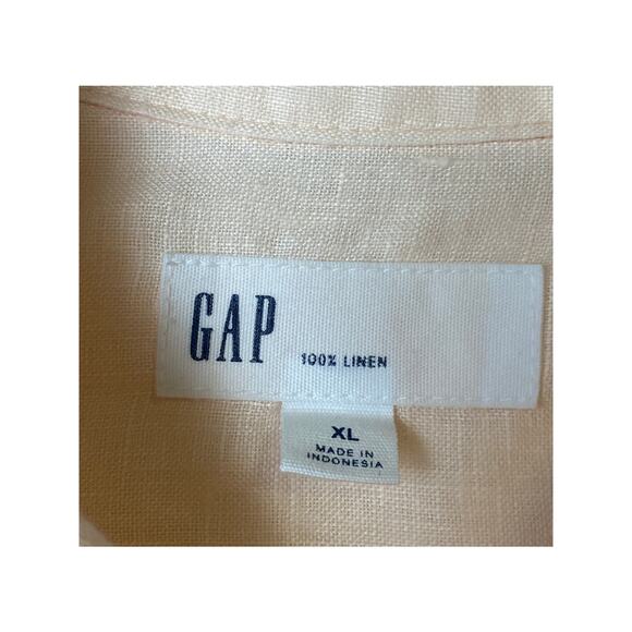 GAP Women's Peach 100% Linen Boyfriend Button Down Career Top Blouse Size XL - Picture 3 of 7